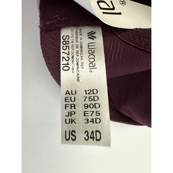 Wacoal Minimizer Underwire Bra 34D Burgundy Lace Full Coverage NWT 857210 - Picture 7 of 8